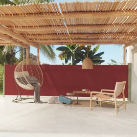 Toldo lateral retráctil para patio rojo 140x600 cm