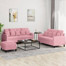 Juego de sofás con cojines 3 piezas terciopelo rosa de , Sofás - Ref: Foro24-3201713, Precio: 550,25 €, Descuento: %
