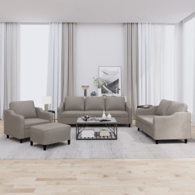 Juego de sofás con cojines 4 piezas tela gris taupe by , Sofas - Ref: Foro24-3201785, Price: 651,71 €, Discount: %