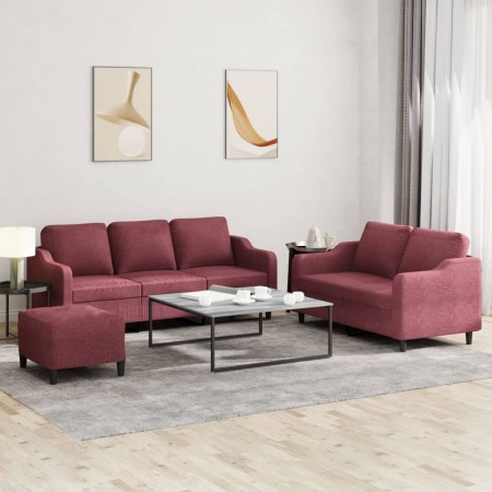 Juego de sofás con cojines 3 piezas tela rojo tinto | Foro24.es | Tu tienda online para hogar, jardín y más Foro24.es