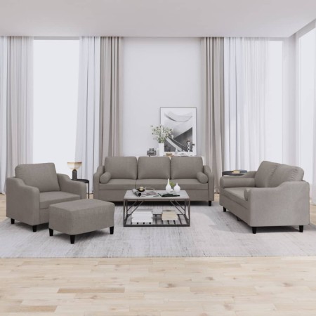 Juego de sofás con cojines 4 piezas tela gris taupe | Foro24.es | Tu tienda online para hogar, jardín y más Foro24.es