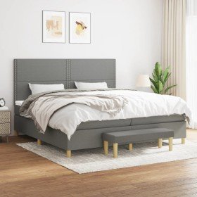 Cama box spring con colchón tela gris oscuro 200x200 cm en Camas y somieres | Comprar online en Foro24