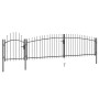 Puerta de valla de jardín con punta de lanza 5x1,5 m negro by , garden gates - Ref: Foro24-146322, Price: 279,62 €, Discount: %