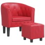 Sillón con taburete cuero sintético rojo | Foro24.es | Tu tienda online para hogar, jardín y más Foro24.es