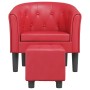Sillón con taburete cuero sintético rojo | Foro24.es | Tu tienda online para hogar, jardín y más Foro24.es