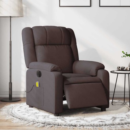 Sillón reclinable de masaje eléctrico tela marrón oscuro | Foro24.es | Tu tienda online para hogar, jardín y más Foro24.es