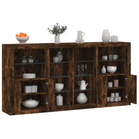 Aparador con luces LED roble ahumado 202x37x100 cm von , Sideboards - Ref: Foro24-3209188, Preis: 281,22 €, Rabatt: %