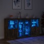 Aparador con luces LED roble ahumado 202x37x100 cm von , Sideboards - Ref: Foro24-3209188, Preis: 281,22 €, Rabatt: %
