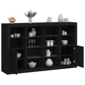 Aparadores con luces LED 3 piezas madera de ingeniería negro by , Sideboards - Ref: Foro24-3209136, Price: 246,26 €, Discount: %