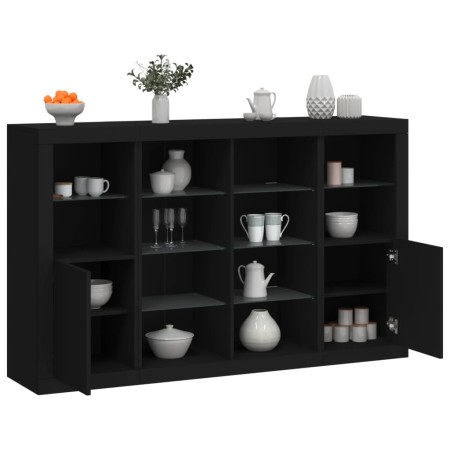 Aparadores con luces LED 3 piezas madera de ingeniería negro von , Sideboards - Ref: Foro24-3209136, Preis: 246,26 €, Rabatt: %