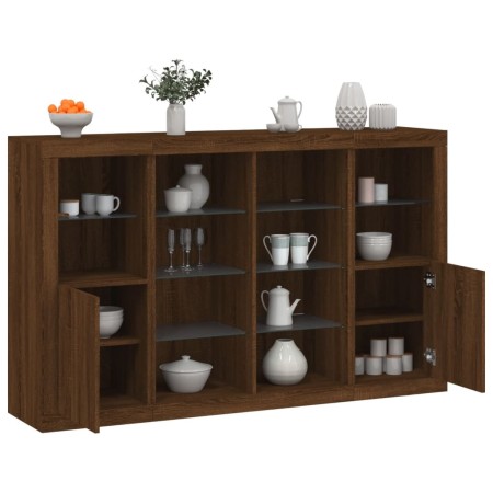 Aparador con luz LED 3 pzas madera de ingeniería marrón roble von , Sideboards - Ref: Foro24-3209141, Preis: 221,44 €, Rabatt: %