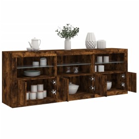 Aparador con luces LED roble ahumado 181,5x37x67 cm von , Sideboards - Ref: Foro24-3209006, Preis: 219,23 €, Rabatt: %