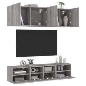 Muebles de TV de pared 5 pzas madera de