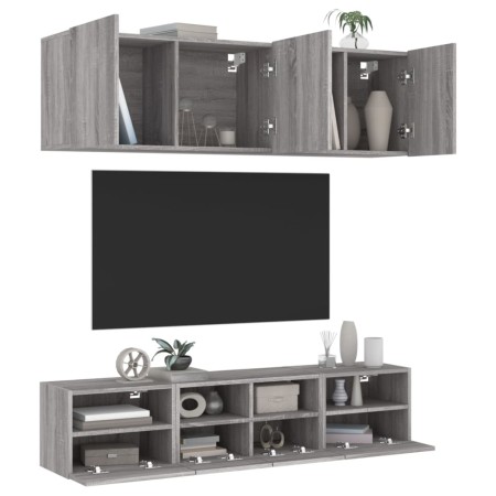 Muebles de TV de pared 5 pzas madera de ingeniería gris Sonoma | Foro24.es | Tu tienda online para hogar, jardín y más Foro24.es