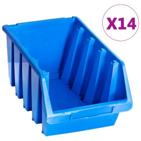 Contenedores de almacenaje apilables 14 unidades plástico azul by , Toolboxes - Ref: Foro24-146286, Price: 68,62 €, Discount: %