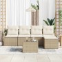 Conjunto de sofá de jardín 6 pcs Beige Poliratán