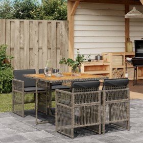 Set comedor de jardín 5 piezas con cojines ratán sintético gris by , Garden sets - Ref: Foro24-3210902, Price: 262,73 €, Disc...