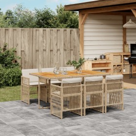 Set comedor de jardín 7 pzas con cojines ratán sintético beige by , Garden sets - Ref: Foro24-3210916, Price: 405,33 €, Disco...