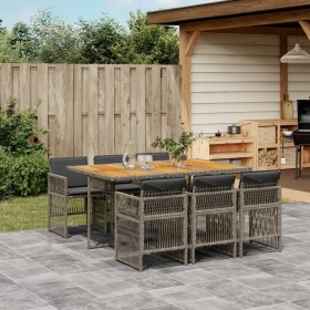 Set comedor jardín 7 pzas y cojines ratán sintético gris by , Garden sets - Ref: Foro24-3210914, Price: 392,66 €, Discount: %