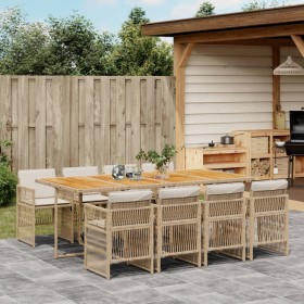Set comedor de jardín 9 pzas con cojines ratán sintético beige by , Garden sets - Ref: Foro24-3210928, Price: 596,12 €, Disco...