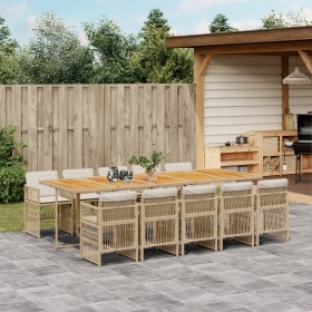 Set comedor de jardín 11 pzas con cojines ratán sintético beige by , Garden sets - Ref: Foro24-3210940, Price: 917,46 €, Disc...