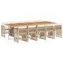 Set comedor de jardín 11 pzas con cojines ratán sintético beige by , Garden sets - Ref: Foro24-3210940, Price: 788,52 €, Disc...