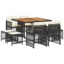 Set de comedor de jardín 9 pzas y cojines ratán sintético negro by , Garden sets - Ref: Foro24-3210963, Price: 336,54 €, Disc...