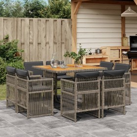 Set comedor jardín 9 pzas y cojines ratán sintético gris von , Gartensets - Ref: Foro24-3211022, Preis: 534,41 €, Rabatt: %