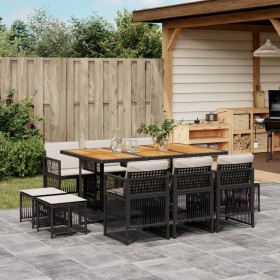 Set de comedor jardín 11 pzas con cojines ratán sintético negro by , Garden sets - Ref: Foro24-3210975, Price: 466,60 €, Disc...