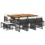 Set de comedor jardín 11 pzas con cojines ratán sintético negro by , Garden sets - Ref: Foro24-3210975, Price: 466,60 €, Disc...