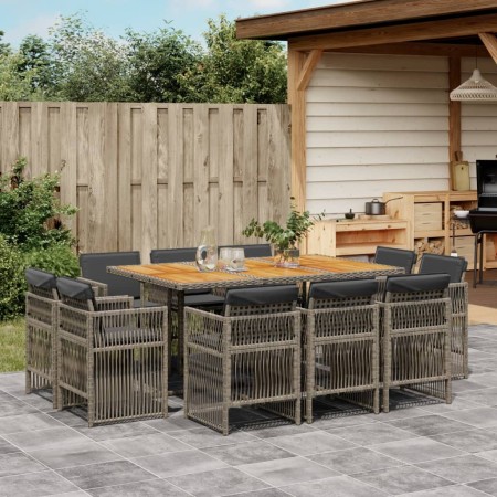 Set de comedor de jardín 11 pzas y cojines ratán sintético gris by , Garden sets - Ref: Foro24-3211034, Price: 545,31 €, Disc...