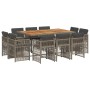 Set de comedor de jardín 11 pzas y cojines ratán sintético gris by , Garden sets - Ref: Foro24-3211034, Price: 545,31 €, Disc...