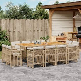 Set comedor de jardín con cojines 13 pzas ratán sintético beige by , Garden sets - Ref: Foro24-3211048, Price: 731,00 €, Disc...