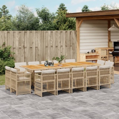 Set comedor de jardín con cojines 15 pzas ratán sintético beige von , Gartensets - Ref: Foro24-3211060, Preis: 852,87 €, Raba...