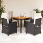Set de muebles jardín 5 pzas con cojines ratán sintético negro by , Garden sets - Ref: Foro24-3212655, Price: 620,23 €, Disco...