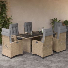 Set comedor de jardín 7 pzas con cojines ratán sintético beige by , Garden sets - Ref: Foro24-3212695, Price: 942,37 €, Disco...