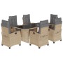 Set comedor de jardín 7 pzas con cojines ratán sintético beige by , Garden sets - Ref: Foro24-3212695, Price: 858,65 €, Disco...