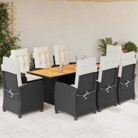 Set de comedor de jardín 9 pzas y cojines ratán sintético negro by , Garden sets - Ref: Foro24-3212706, Price: 1,00 €, Discou...