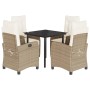 Set comedor de jardín 5 pzas con cojines ratán sintético beige de , Conjuntos de jardín - Ref: Foro24-3212814, Precio: 540,00 €