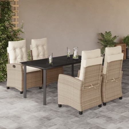 Set comedor de jardín 5 pzas con cojines ratán sintético beige von , Gartensets - Ref: Foro24-3212816, Preis: 578,99 €, Rabat...