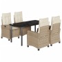 Set comedor de jardín 5 pzas con cojines ratán sintético beige von , Gartensets - Ref: Foro24-3212816, Preis: 578,99 €, Rabat...