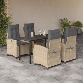 Set comedor de jardín 5 pzas con cojines ratán sintético beige de , Conjuntos de jardín - Ref: Foro24-3212835, Precio: 617,27...