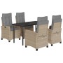 Set comedor de jardín 5 pzas con cojines ratán sintético beige de , Conjuntos de jardín - Ref: Foro24-3212835, Precio: 561,10...