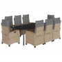 Set comedor de jardín 9 pzas con cojines ratán sintético beige by , Garden sets - Ref: Foro24-3212840, Price: 1,00 €, Discoun...