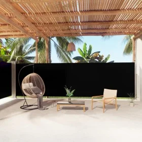 Black retractable side awning 180x1000 cm by vidaXL, Umbrellas - Ref: Foro24-318036, Price: 83,22 €, Discount: %