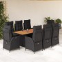 Set de comedor de jardín 9 pzas y cojines ratán sintético negro by , Garden sets - Ref: Foro24-3213141, Price: 1,00 €, Discou...