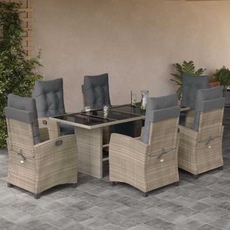 Set comedor jardín 7 pzas y cojines ratán sintético gris claro by , Garden sets - Ref: Foro24-3212930, Price: 905,55 €, Disco...