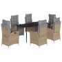 Set comedor de jardín 7 pzas con cojines ratán sintético beige by , Garden sets - Ref: Foro24-3213452, Price: 948,79 €, Disco...