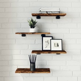 Estantes pared 4 uds madera ingeniería roble humo 40x20x1,5 cm by , Shelves - Ref: Foro24-838201, Price: 20,85 €, Discount: %