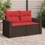 Sofá de jardín de 2 plazas con cojines en ratán sintético marrón by , Outdoor sofas - Ref: Foro24-366243, Price: 169,63 €, Di...